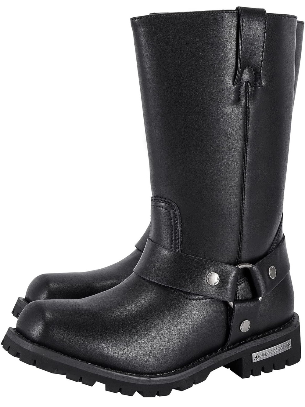 Dream Apparel Men's Black Leather Harness Motorcycle Boots